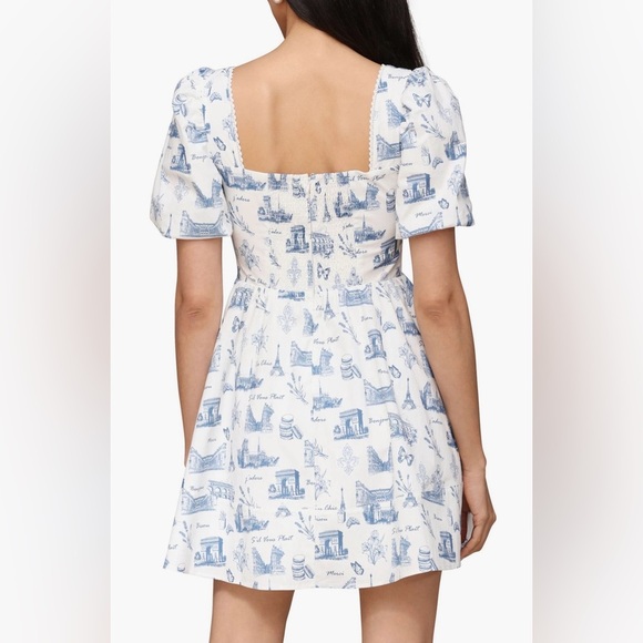 Avec Les Filles Puff Sleeve Fit and Flare Parisian Mini Dress - Picture 2 of 7